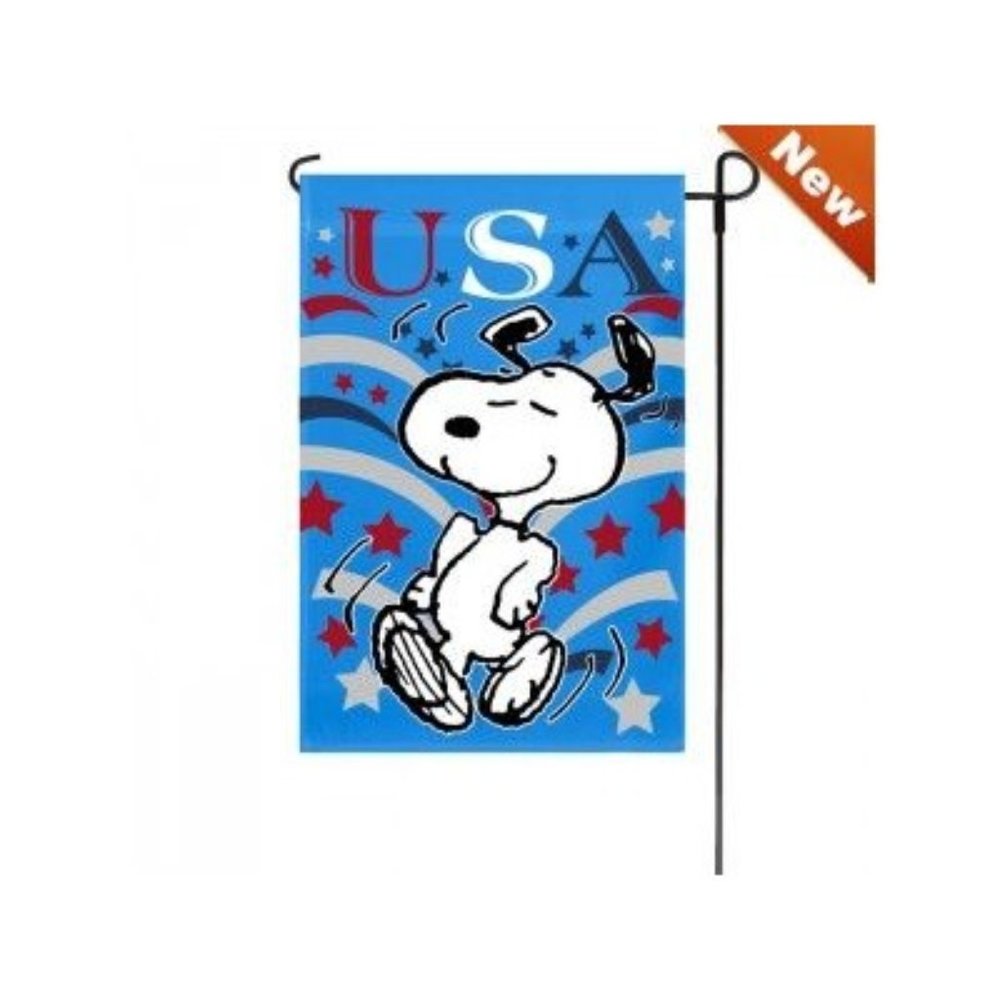 SNOOPY PEANUTS GANG USA Garden Flag 12"X18" Patriotic Red White Blue 40249 NIP